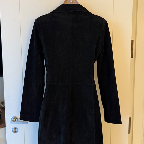 Vintage Margaret Godfrey Black Suede Ruffle Front Coat 6 - Picture 6 of 11